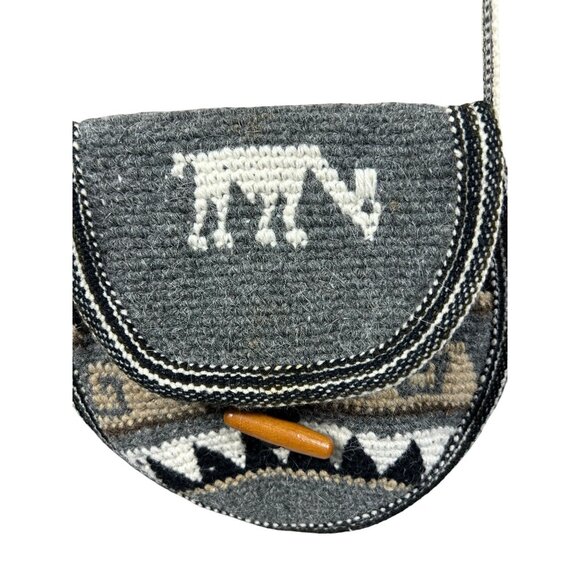 Handmade Woolen Crossbody Bag Horse and Tribal Pattern Cowgirl Core Southwest - Picture 1 of 9